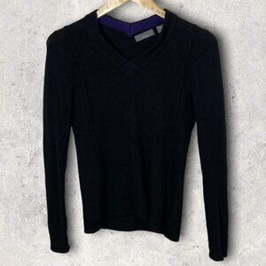 Vkoo 100% Cashmere Knit Sweater‎ V-Neck Black Size P or XS Long Sleeves Pullover